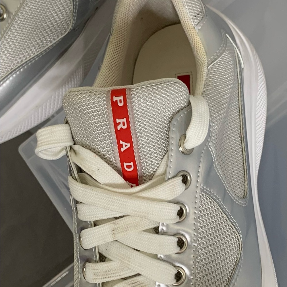Prada Women's Silver Sneakers - Picture 5 of 12